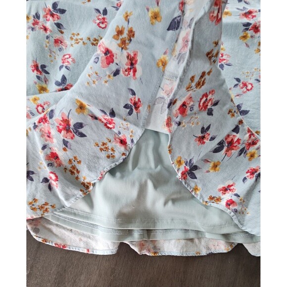 City Triangles Linen Blue Floral Puff Sleeve Mini Dress Fairy Cottagecore XL - Picture 7 of 10